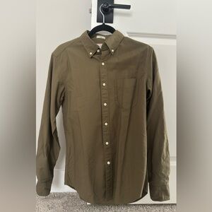 Men's J. Crew Olive Oxford Cloth Button-Down Slim Shirt